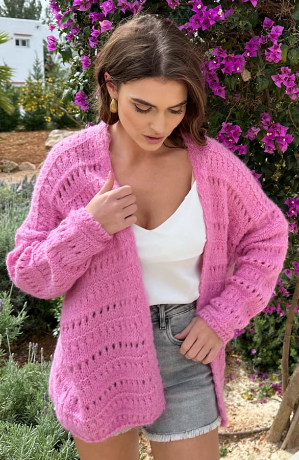 Oversized Knitted Vest Milaan Candy Pink – shoparchief, foto 1