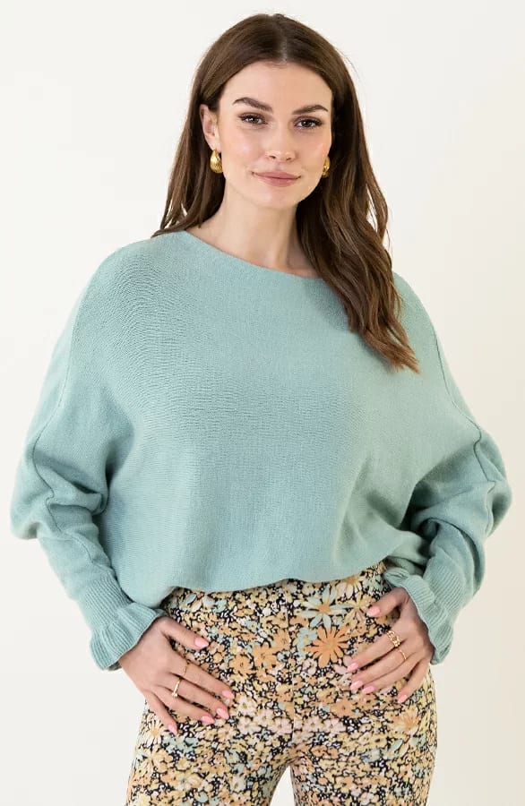 Soft Trui Ruffle Mouwen Mint – shoparchief, foto 1
