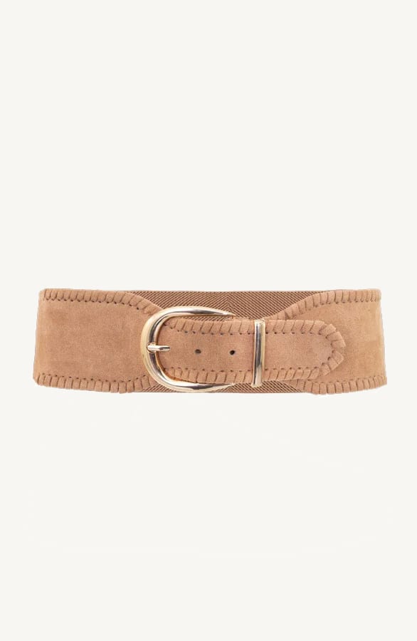 Suede Tailleriem Stretch Taupe – alle accessoires, foto 2