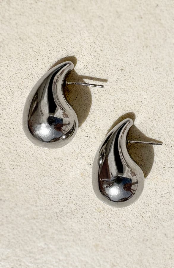 Teardrop Chunky Oorbellen Zilver – shoparchief, foto 1