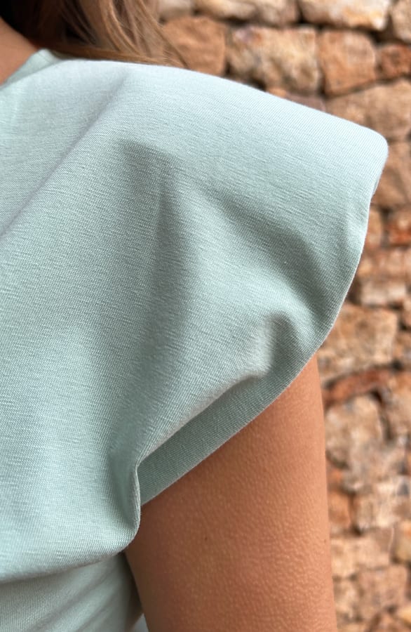 Top Met Schoudervulling Dust Mint – shoparchief, foto 5