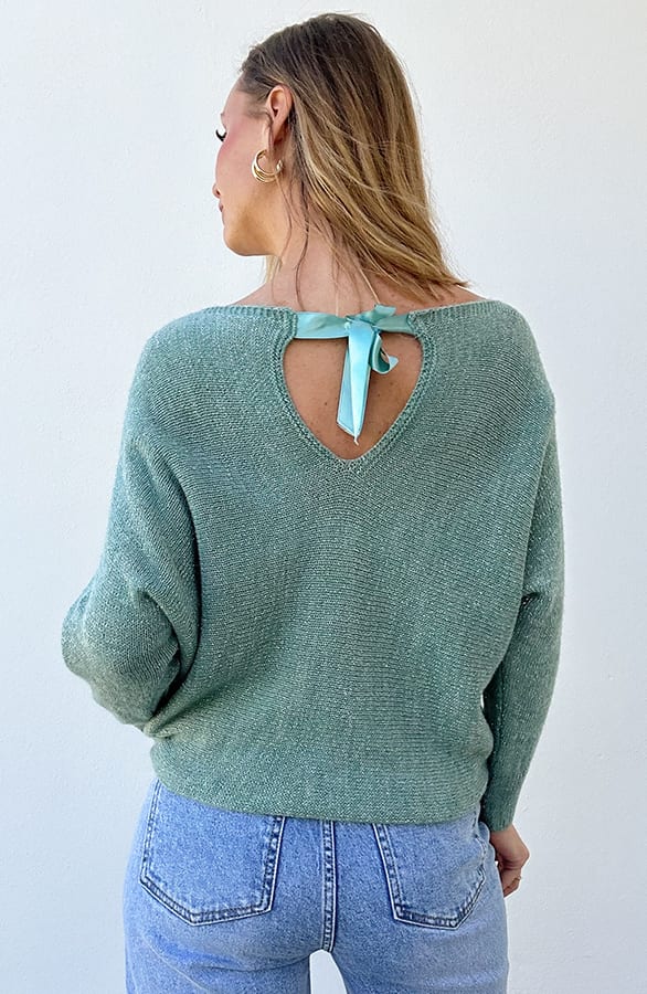 Back Bow Detail Sweater Mint – shoparchief, foto 1