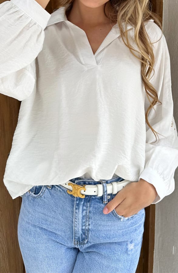 Blouse Embroidery Sleeve Ecru – shoparchief, foto 4
