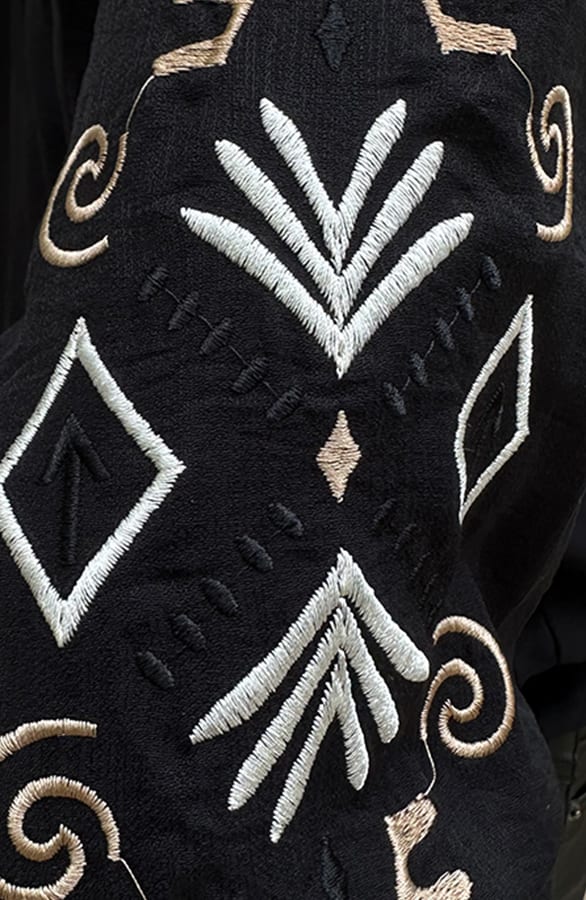 Blouse Embroidery Sleeve Zwart – shoparchief, foto 6