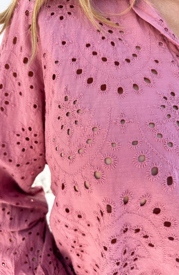 Embroidery Oversized Blouse Dust Roze – shoparchief, foto 6