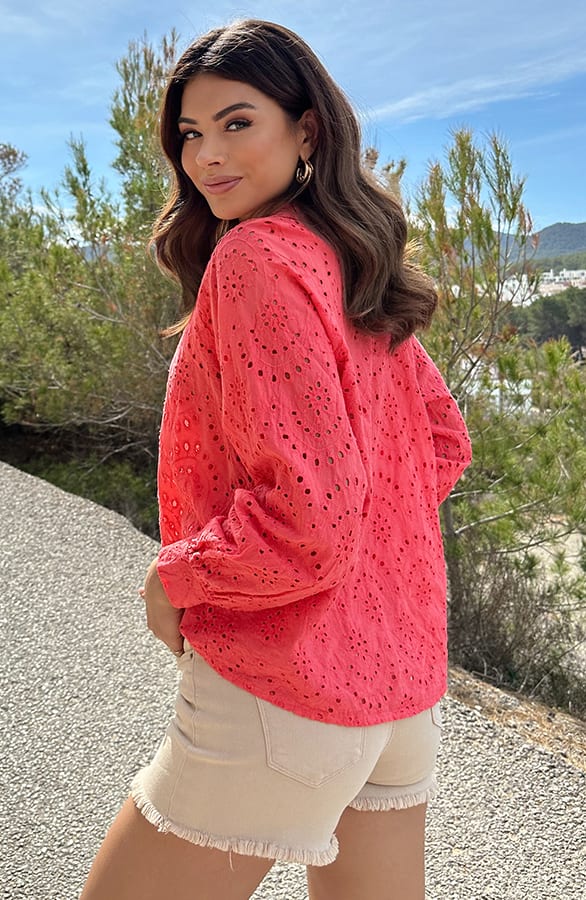 Embroidery Oversized Blouse Koraal – shoparchief, foto 2