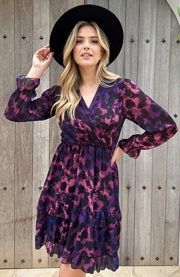 Exclusive Print V-Hals Dress Leopard Dust Roze – shoparchief, foto 5