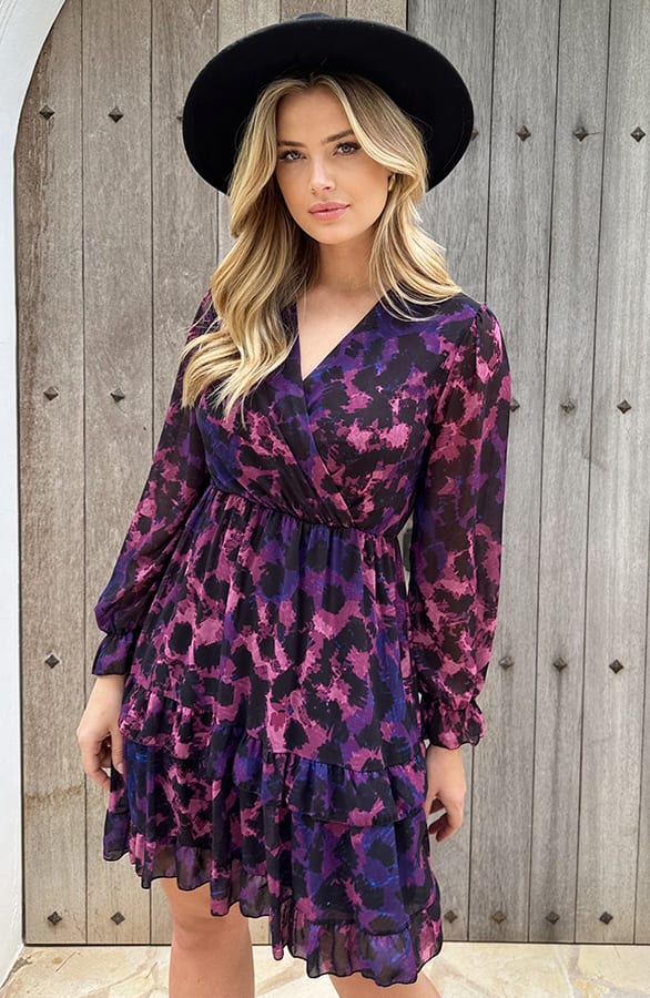 Exclusive Print V-Hals Dress Leopard Dust Roze – shoparchief, foto 6