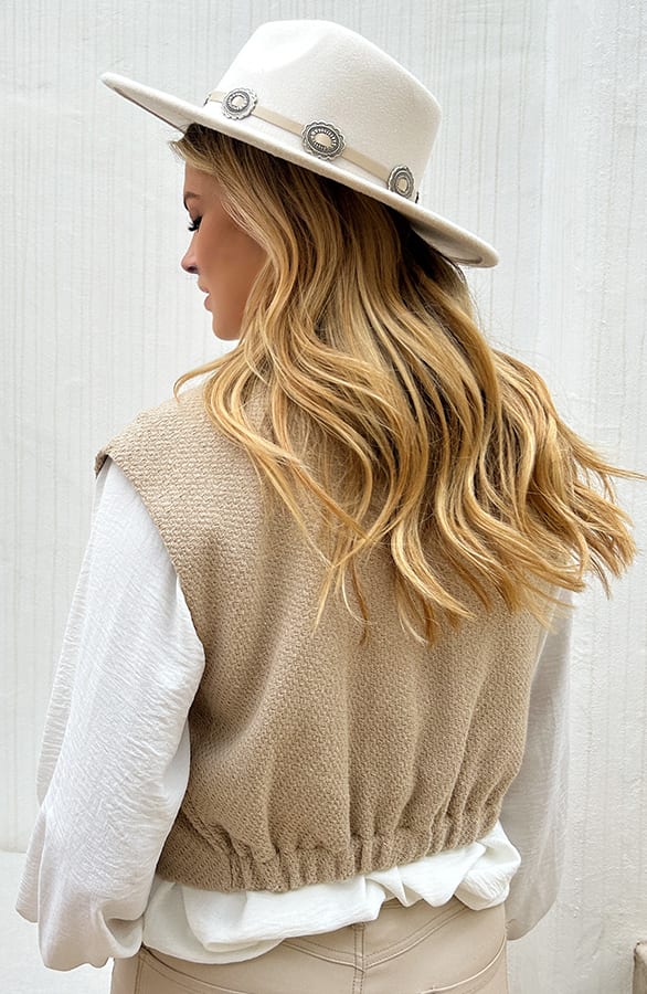 Fedora Hoed Western Detail Light Beige – shoparchief, foto 3