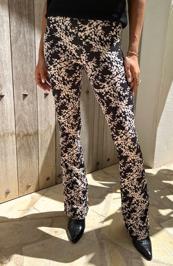 Flared Broek Leaves Black – shoparchief, foto 8