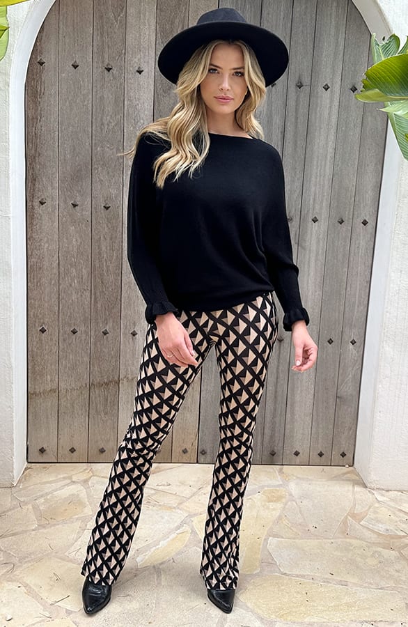 Flared Broek Square Black – flared broeken, foto 5