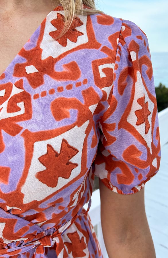 Midi Split Jurk Aztec Lila Oranje – shoparchief, foto 5