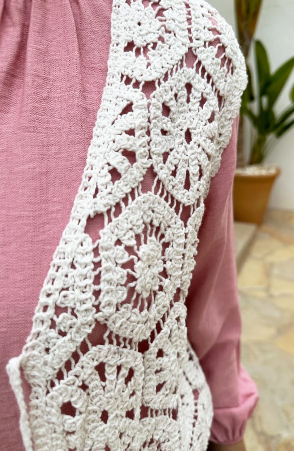Gehaakt Boho Gilet Off White – shoparchief, foto 5