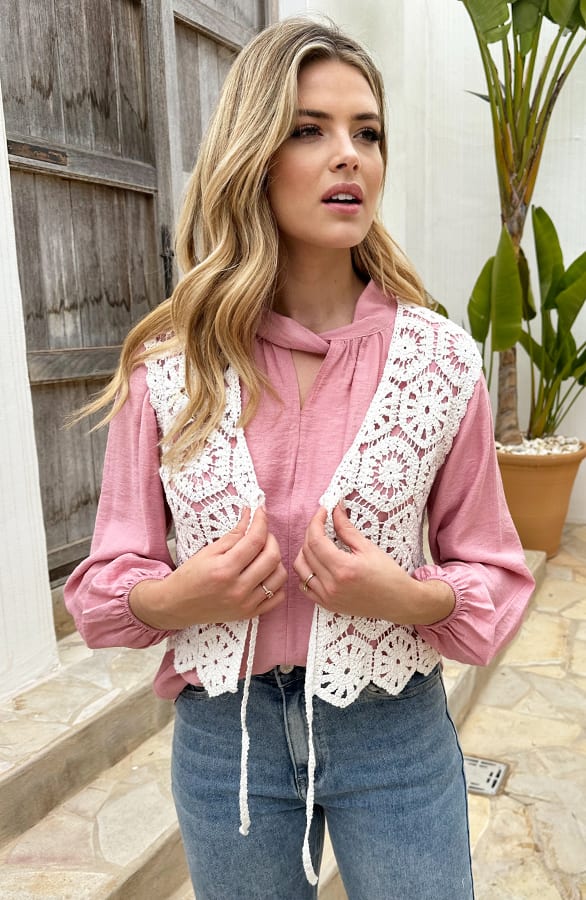 Gehaakt Boho Gilet Off White – shoparchief, foto 2