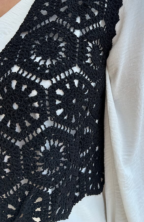 Gehaakt Boho Gilet Zwart – shoparchief, foto 6