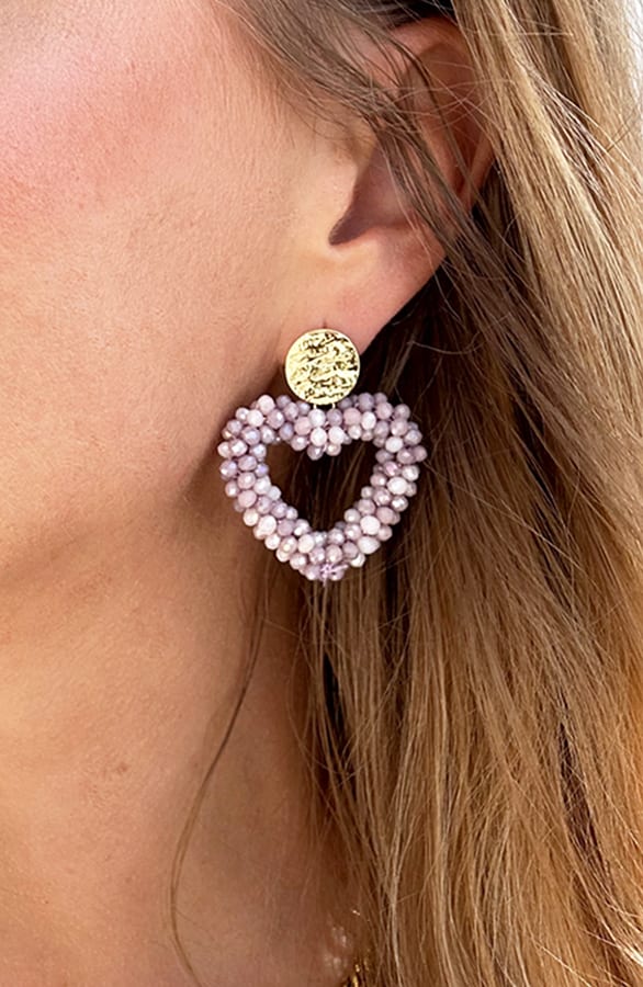Heart Beads Oorbellen Mauve – shoparchief, foto 2