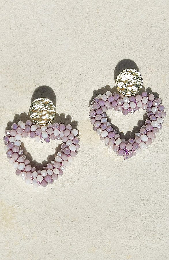 Heart Beads Oorbellen Mauve – shoparchief, foto 1