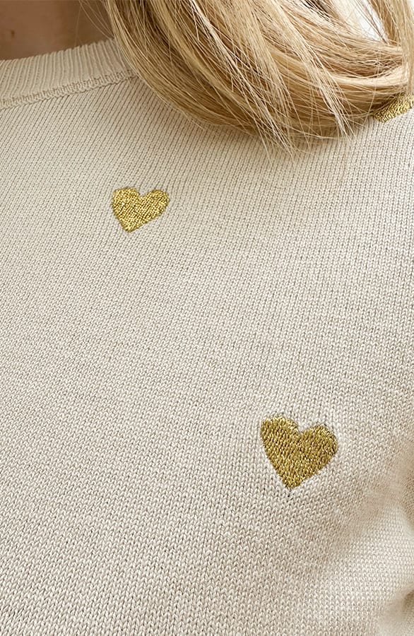 Knitted Hartjes Top Beige Goud – tops, foto 5