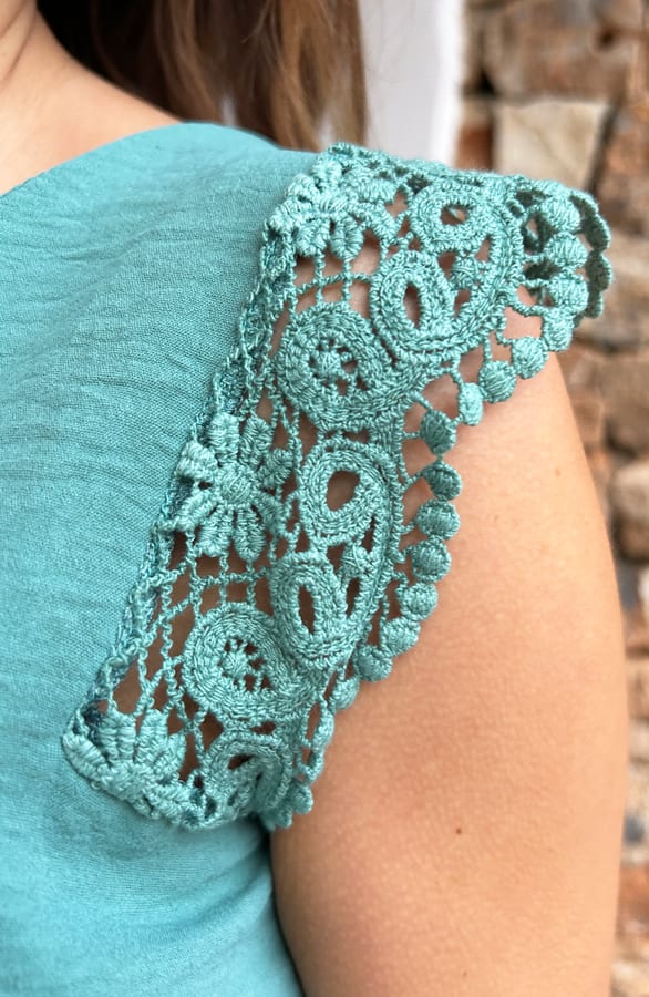 Lace V-Hals Top Dames Mint – shoparchief, foto 4