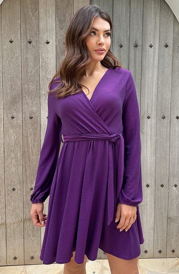 Lurex Jurk V-hals Dark Purple – shoparchief, foto 1