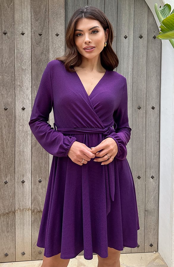 Lurex Jurk V-hals Dark Purple – shoparchief, foto 2
