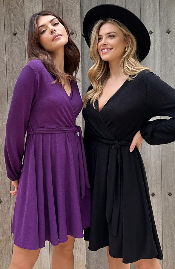 Lurex Jurk V-hals Dark Purple – shoparchief, foto 6