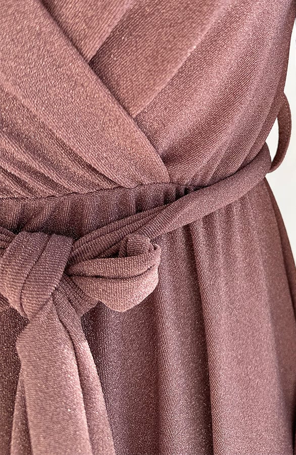Lurex Jurk V-hals Rose Goud – shoparchief, foto 6