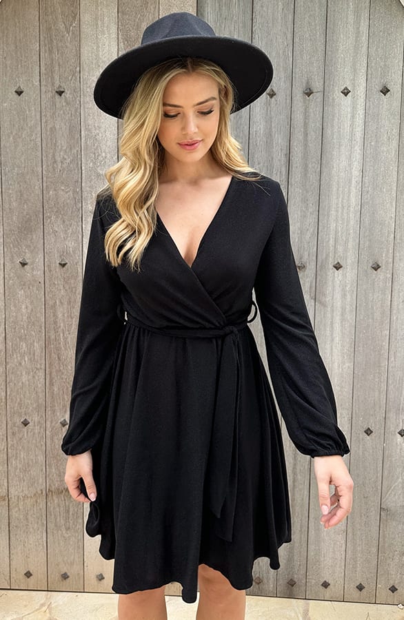 Lurex Jurk V-hals Zwart – shoparchief, foto 4
