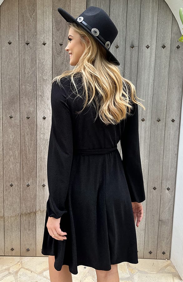 Lurex Jurk V-hals Zwart – shoparchief, foto 3
