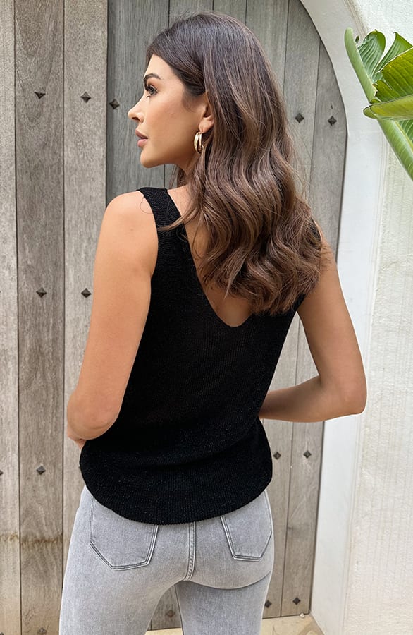 Lurex Top Loose Fit Zwart – tops, foto 7