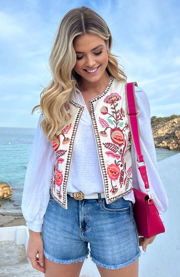 Luxury Embroidery Gilet Met Studs – shoparchief, foto 2