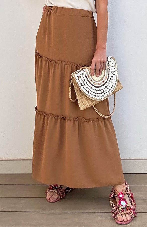 Maxi Rok Ruffle Camel – shoparchief, foto 1