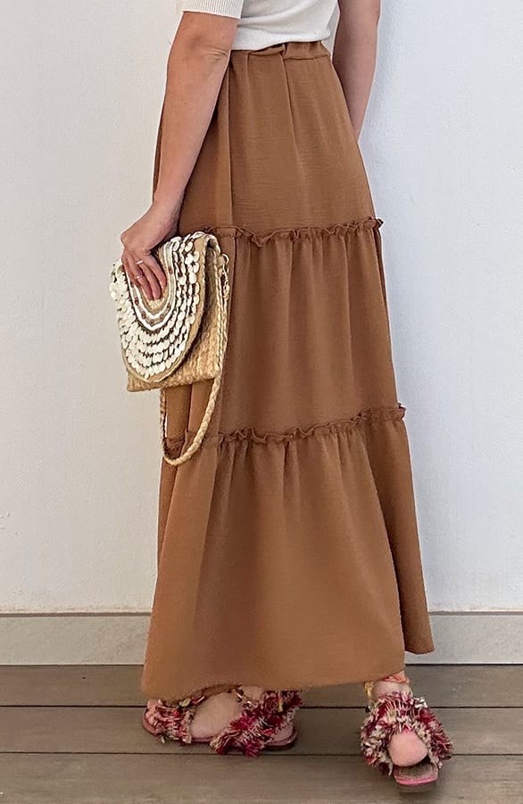 Maxi Rok Ruffle Camel – shoparchief, foto 2