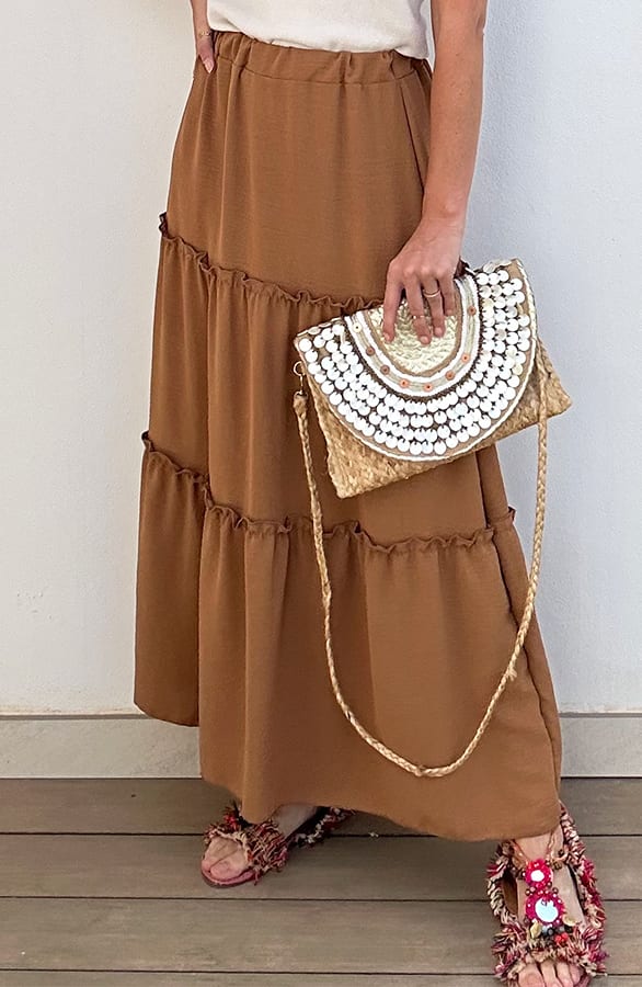 Maxi Rok Ruffle Camel – shoparchief, foto 4
