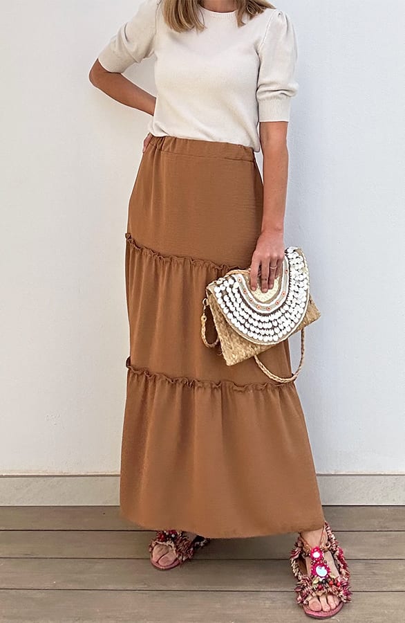 Maxi Rok Ruffle Camel – shoparchief, foto 3