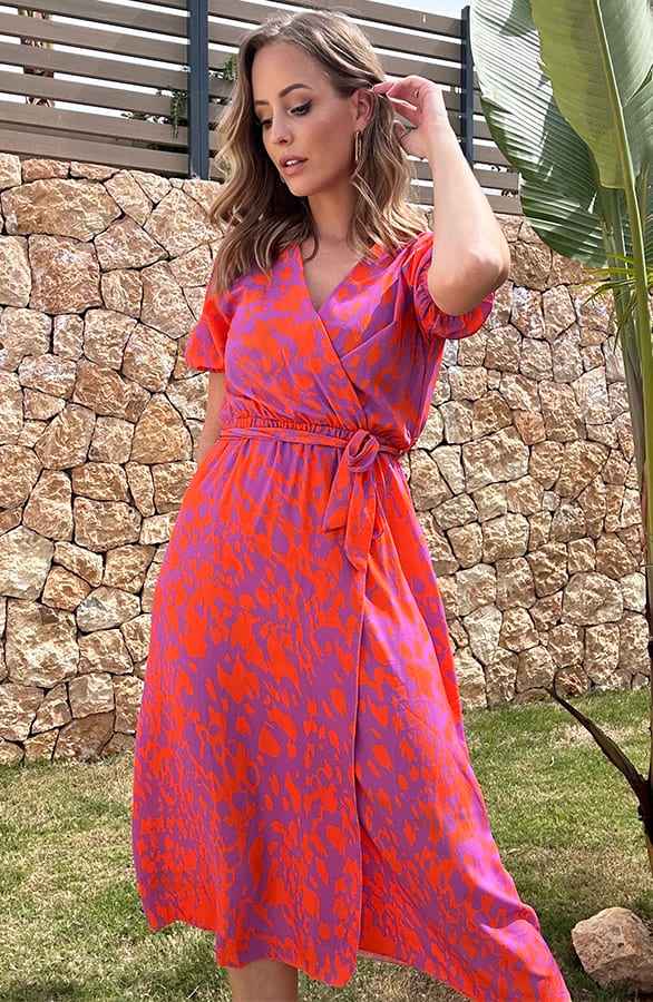 Midi Split Jurk Lila Orange – shoparchief, foto 10