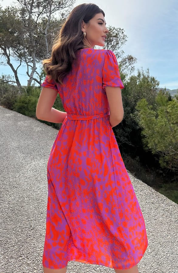 Midi Split Jurk Lila Orange – shoparchief, foto 3