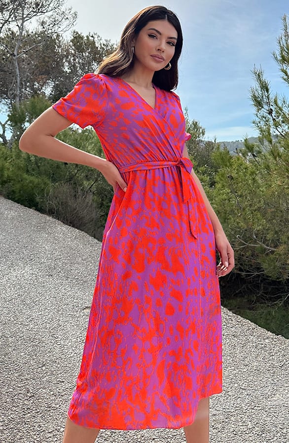 Midi Split Jurk Lila Orange – shoparchief, foto 5