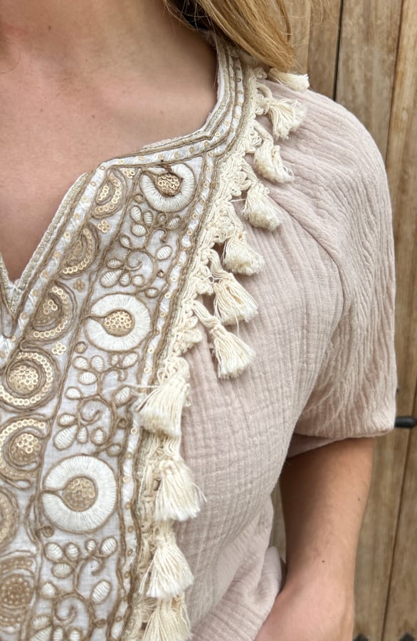 Mousseline Bohemian Bluse Beige, Shoparchiv, Foto 5