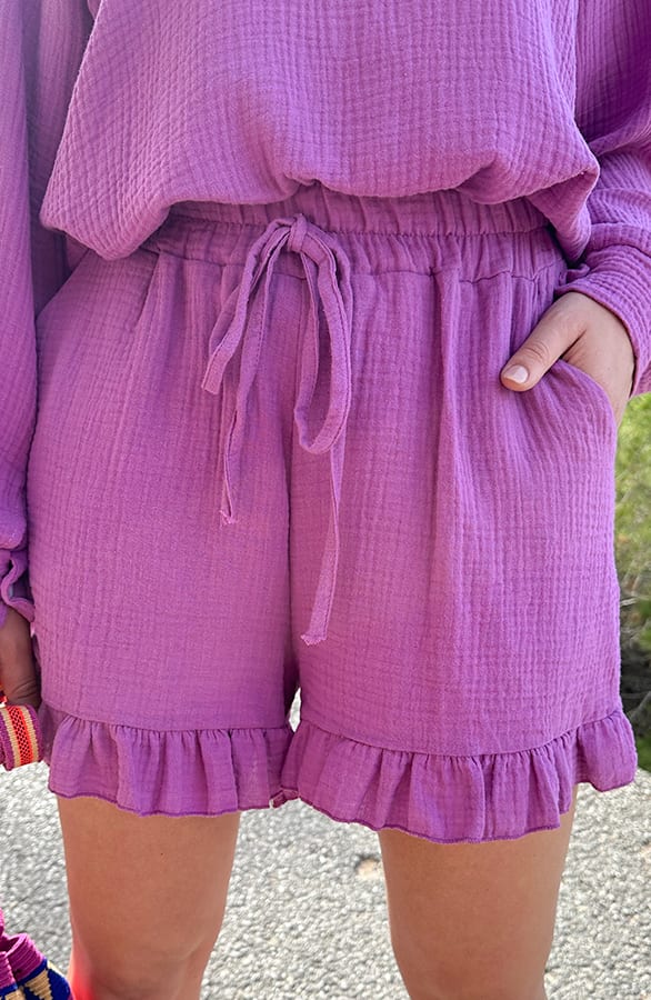 Mousseline Ruffle Short Viola – shoparchief, foto 1