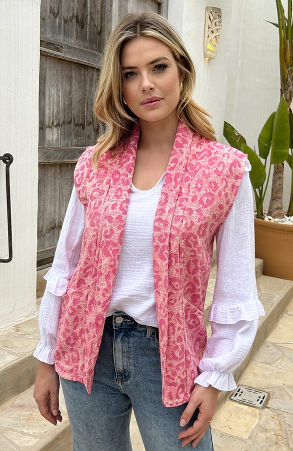 Oversized Leopard Gilet Roze – shoparchief, foto 5