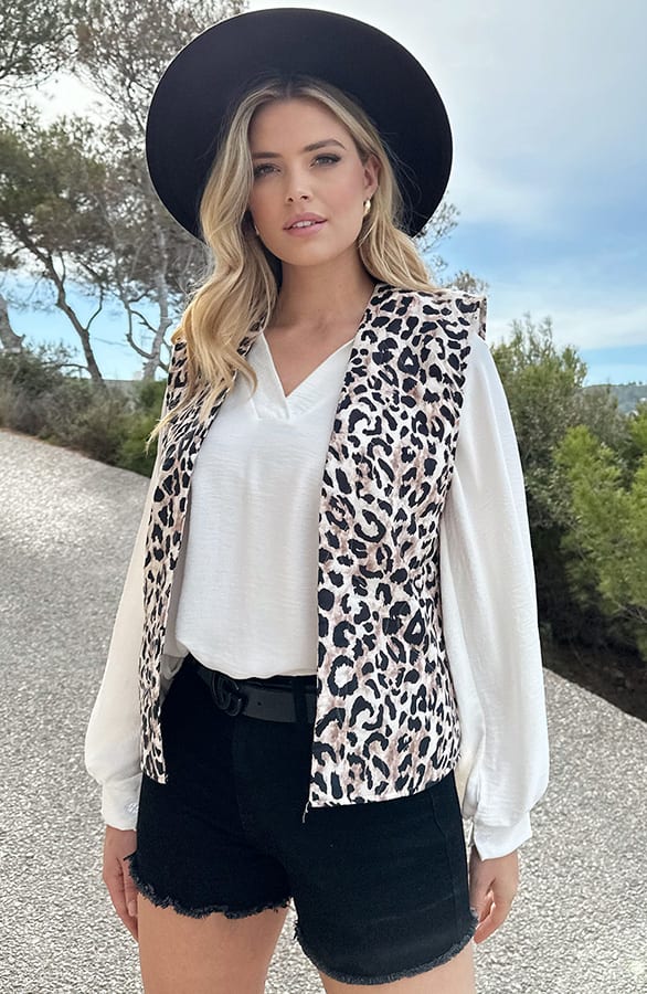 Padded Leopard Gilet – shoparchief, foto 2