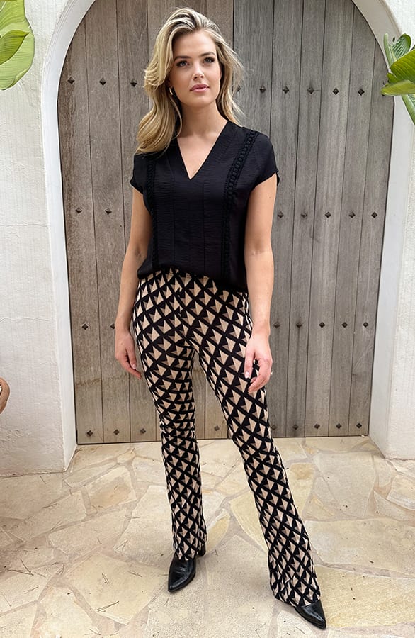 Romantic V-hals Top Zwart – tops, foto 4