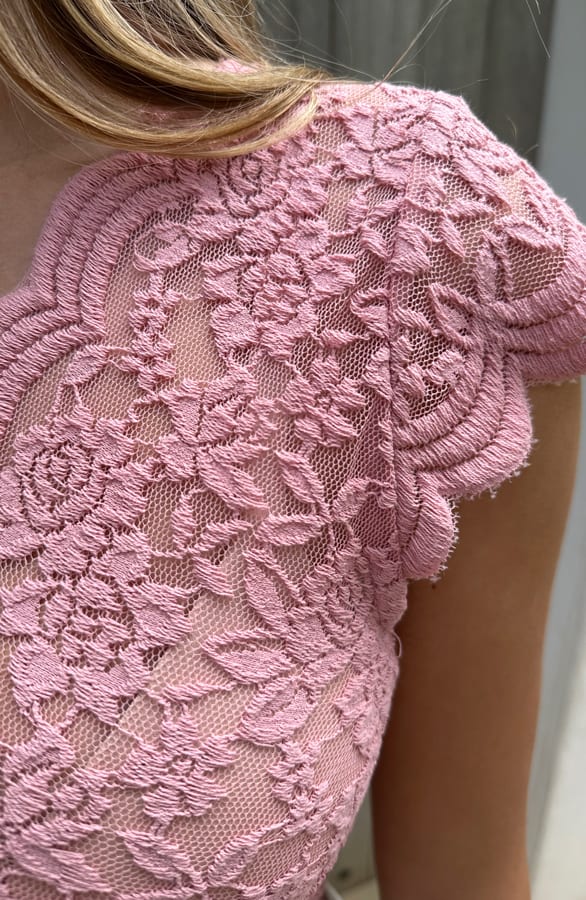 Romantische Top Korte Mouw Roze – shoparchief, foto 5