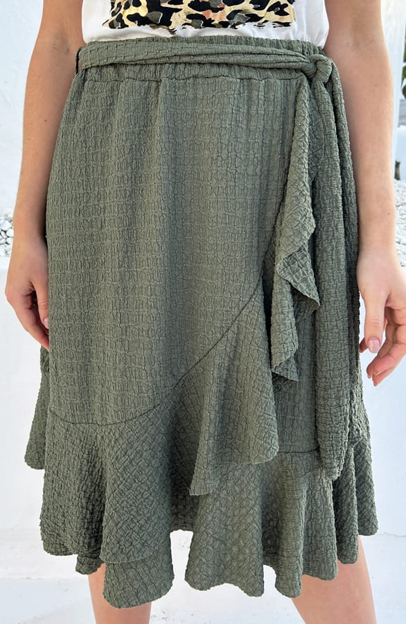 Smocked Ruffle Skirt Army – shoparchief, foto 5