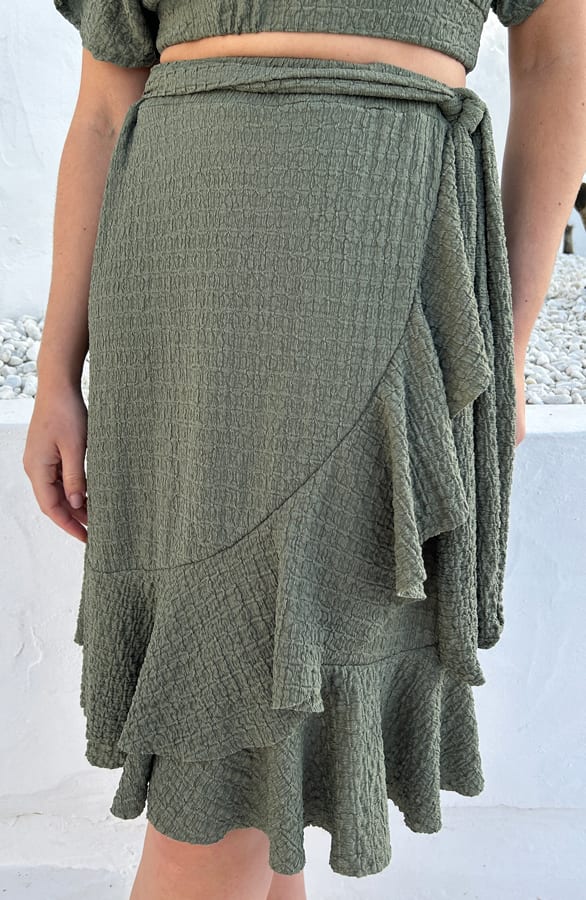 Smocked Ruffle Skirt Army – shoparchief, foto 1