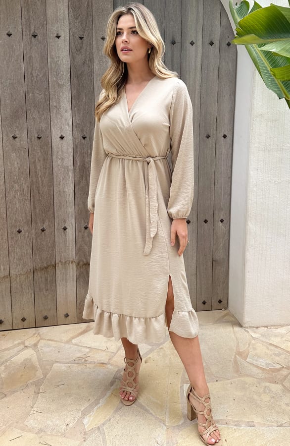 Split Jurk Midi Beige – shoparchief, foto 6