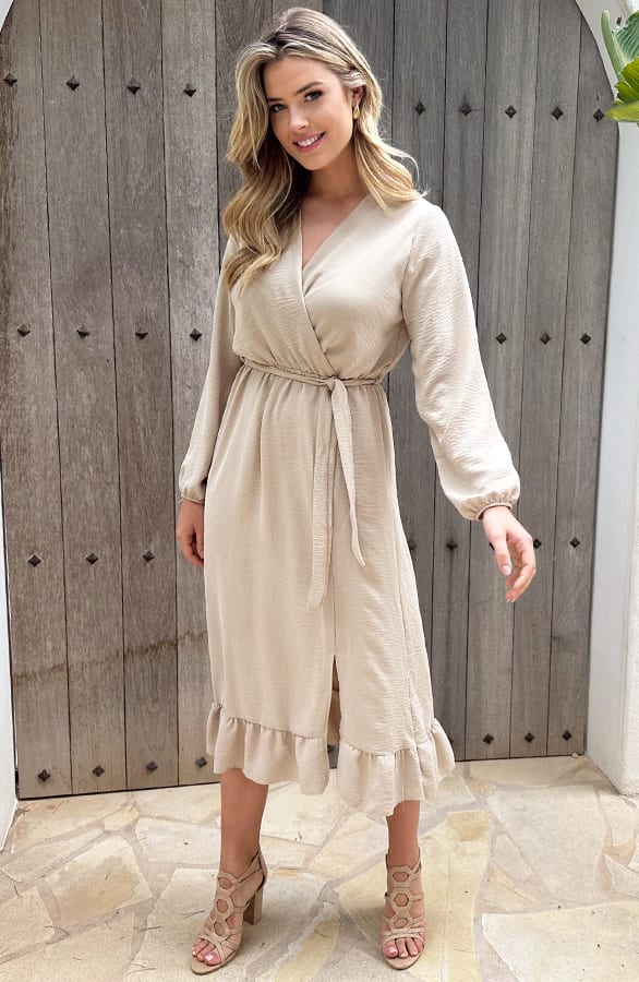 Split Jurk Midi Beige – shoparchief, foto 2