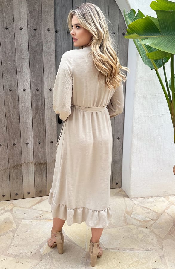Split Jurk Midi Beige – shoparchief, foto 3