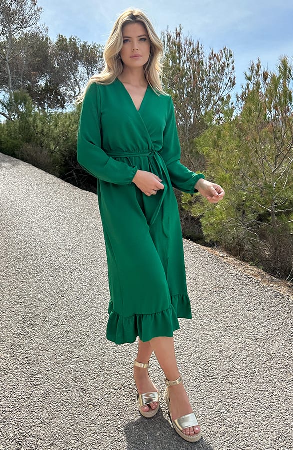 Split Jurk Midi Bright Green – shoparchief, foto 7